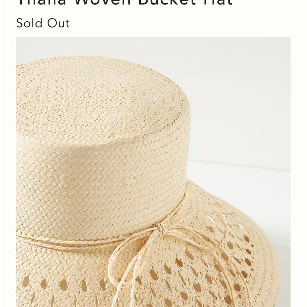 Anthropologie Thalia Woven Bucket Hat Flower Pot NWT Adjustable Sold Out style. - Picture 3 of 8